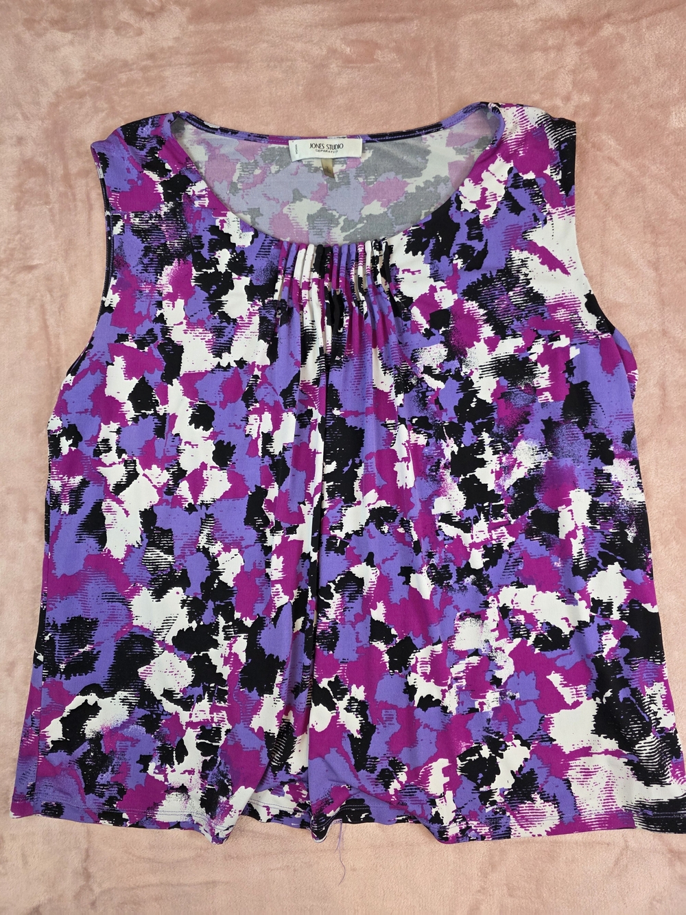 Jones Studio Purple & Fuchsia Abstract Print Sleeveless Top - Size 2X